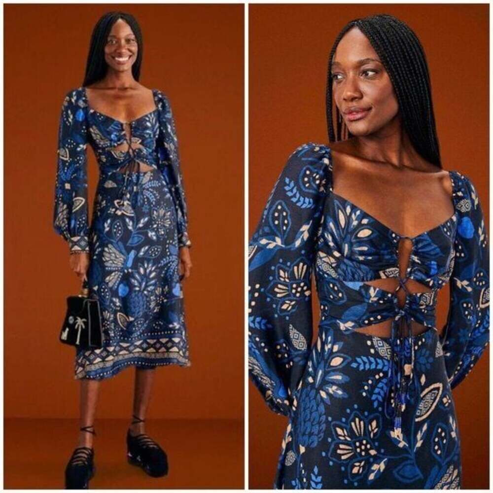 FARM Rio Macaw Forest Cutout Midi Dress